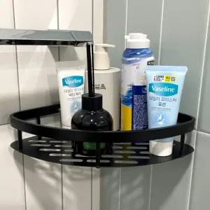 욕실수납 무타공 코너선반 블랙 벽걸이형 수납선반