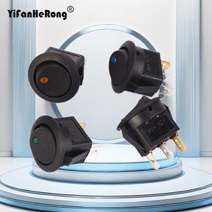 5개 12V 24V SPST 스위치 LED 실용 도트 라이트 자동차 보트 원형 로커 ON/OFF AC 6A/125V 3A/250V 4색 푸시 버튼 스위치