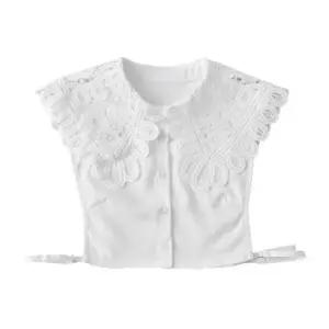 목만있는 레이스 페이크 넥케이프 이너 카라 넥카라 와이드 펀칭 레이어드 셔츠 카라만