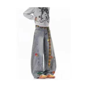 남친 바지 타월 자수 청 가을 워싱 벤트 와이드 패피3