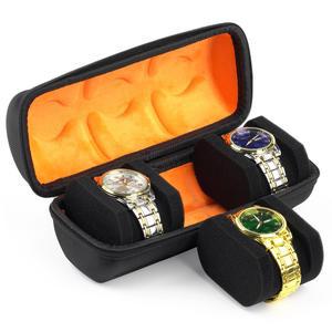 프리미엄 하드쉘 3 슬롯 시계 여행용 케이스 - 남성용 및 여성용 시계용 보호 보관 정리함 상자 충격 방지