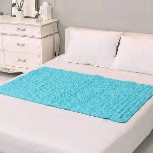 [sleep care][슬립케어] 냉감 쿨매트 스카이블루 침대용 더블+베개 90x140 여름매트 숙면 등허리 얼음패드