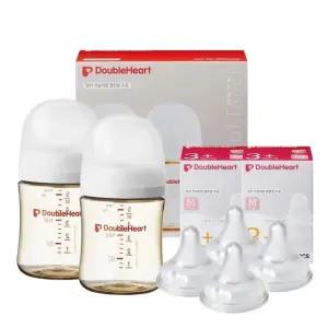 더블하트 5%다운로드 더블하트 3세대 160ml 베이직 트윈팩 젖병2개 + 젖꼭지 4개