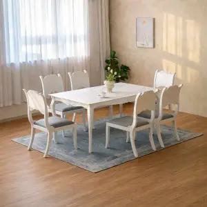 [피어젠]린 프렌치 엔틱 포세린 세라믹 6인용 식탁 로엔의자