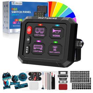 MICTUNING P1s RGB 4갱 스위치 패널, 다기능 토글 순간 스위치, 백라이트 오프 기능 포함 트럭 RV용