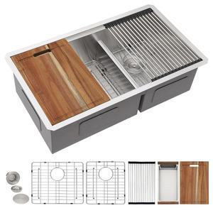 304 40 더블 선반 분할 언더마운트 게이지 인치 60 36X19 언더 16 카운터 싱크 키친 36 풀로니 저분할 스테인리스 작업대 스틸 대야