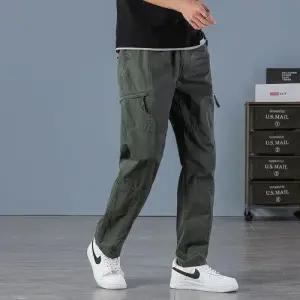 남친 가을 통 면바지 통바지 사선지퍼 빅사이즈 슬림핏 멀티포켓 패피3