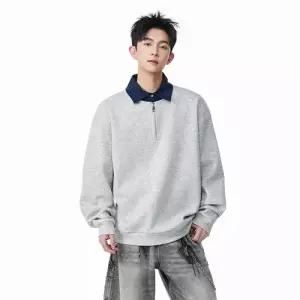 남사친 캐주얼 투피스 칼라 봄가을 맨투맨 가짜 반집업 상의 슬림핏 원픽3