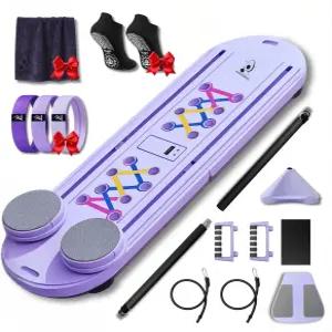 홈 운동을 위한 아보카디오 필라테스 리포머 보드 - 장비 10-in-1 세트 미니 접이식 수건 저항 밴드 및