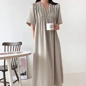 H스타일 OP)로엔브이넥셔링밴딩원피스 봄 여름 원피스 OPS 데일리 홈웨어 빅사이즈 데이트룩