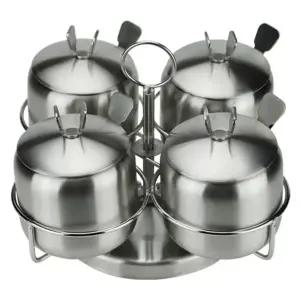 업소용 회전식 스테인 4구 조미료통 조미료 주방정리용품 양념통 보관함