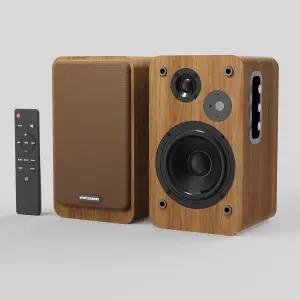 전원형 책장 스피커 - 스튜디오 모니터 36W RMS 액티브 BT 5.4 무선 USB 디지털 오디오 턴테이블 레코드