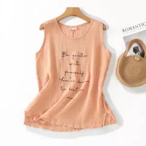 티셔츠 면마 라운드 레터링 나시 탑 빅사이즈 민소매티 민소매 여친 여름 원픽2