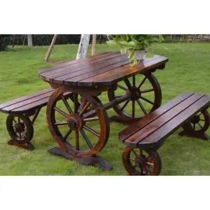 야외용 테이블 세트 정원 마당 펜션 목재 협탁 벤치 A