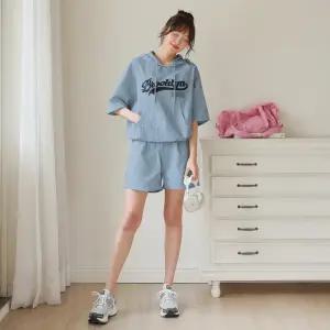 [핑크시슬리] SET/브루클린 바스락 후드 스트링 4부 트레이닝세트