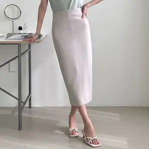 [하프클럽/삐까삐까]하이웨스트 H라인 미디 스커트 슬림 스판 롱 치마 오피스룩 정장 하객룩
