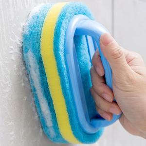 손잡이가 있는 두꺼운 청소 브러시 주방 스펀지 욕실 타일 욕조 청소 스펀지 홈 얼룩 제거 청소 도구