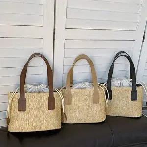 데일리 미니 라탄 배색 속가방포함 스트랩 크로스백Y