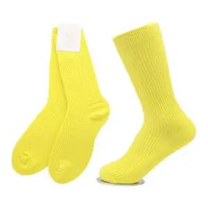 국내산 여성용 골지 컬러 장목양말 애시드옐로우5켤레 컬라양말
