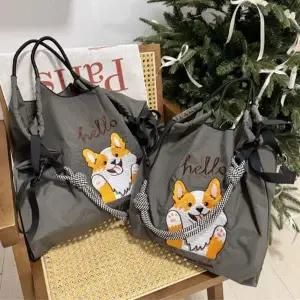 크로스 숄더 캐주얼 스트릿자수에코백