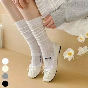 여름니삭스 얇은 스타킹양말 시스루 치마 학생 골지