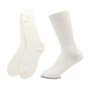 국내산 여성용 골지 컬러 장목양말 아이보리 5켤레