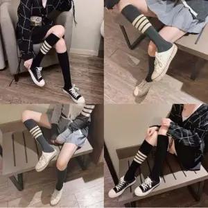 여성 언발 4줄 스포티 골프 무릎양말 니삭스 3컬러