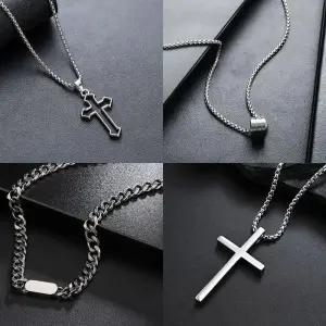 [에스에스_63]십자가 포인트 모던 시크 패션 네크리스