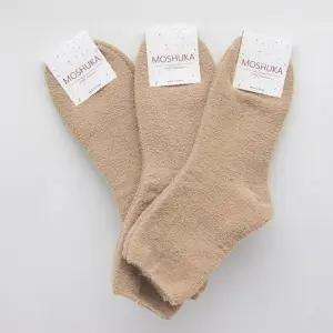 여성용 무지 세침 수면양말 브라운 3켤레