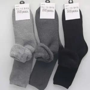 통파일양말 여자 통파일 기모양말 무지 장목 3켤레