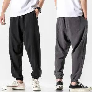 [옷자락]남자 여름 데일리 린넨혼방 편안한 조거 밴딩 팬츠