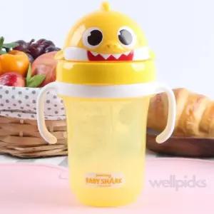 웰픽스 아기상어 손잡이 빨대 물통 300ML 유아빨대컵 어린이집물통 아기스트랩물통