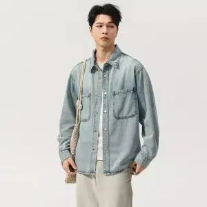 청 남친 빈티지 트렌디 아이템 셔츠 워싱 칼라 긴팔 봄가을 카디건 붐 HT1