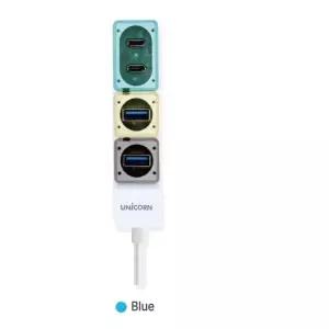 유니콘 RHC-200D 블루 USB3.2 Gen1 4포트 USB멀티허브(A+C타입 각 2포트) 듀얼컨텍터