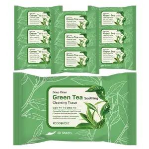 (10개)푸드어홀릭 딥클린 그린티(녹차) 수딩 클렌징 티슈 30매 /무...