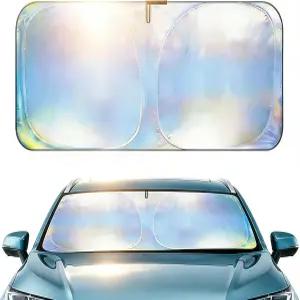 Aokway 자동차 앞유리 선쉐이드 반사 SUV 트럭용 열 및 자외선 차단제 유연한 강철 와이어 프레임 이중