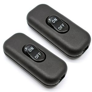 2개 블랙 인라인 코드 스위치 AC 250V 6A 온/오프 램프 제어 장치 로커 (테이블 책상 침대 LED 조명용)
