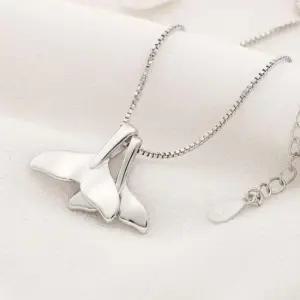 바목걸이 풍수아이템 남녀공용 쌍 고래 꼬리 돌핀 목걸이 S925