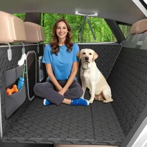 EPE 스펀지 쿠션이 장착된 업그레이드된 내구성 있는 하드 바텀 도그 카시트 커버 접이식 뒷좌석 보호대