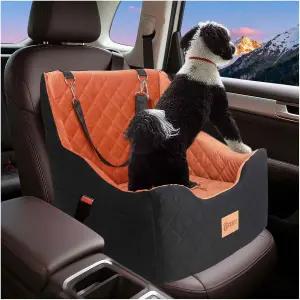 40파운드 미만의 소형/소형견을 위한 도그 카시트 부스터 메모리 폼 및 벨벳 클립온 안전벨트 보관 가방이