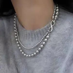 TBZ 포인트 목걸이 패션 흑진주 지르코니아 고리 쉘비즈