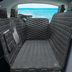 뒷좌석용 도그 시트 커버 테슬라 모델 3용 카 100 방수 반려동물 메시 창 및 헤드레스트 보호 기능으로