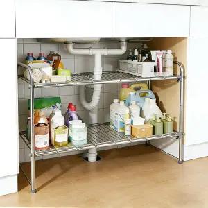 손윈 언더 싱크 오거나이저 및 스토리지 2 티어 확장 가능한 키친 욕실 싱크대 스토리지용 캐비닛 선반