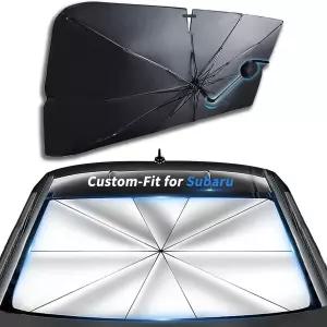 스바루 윈드실드 선쉐이드 엄브렐러 맞춤형 자동차 커버 UV 블록 전면 창문 360 회전 구부릴 수 있는 핸들