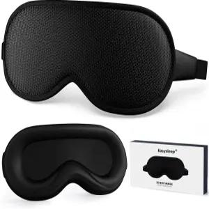 이지슬립 마스크 3D 컨투어 컵 슬리핑 100 빛 차단 기능과 조절 가능한 스트랩 부드러운 통기성 커버