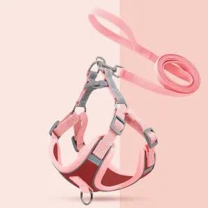 애견용품 투톤 강아지 하네스 가슴줄 목줄 세트 애견목줄 하네스목줄