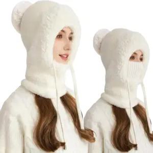 여성용 비니 모자 3 in 1 발라클라바 겨울 방풍 스카프 마스크 후드 야외 스키 하이킹용 커버