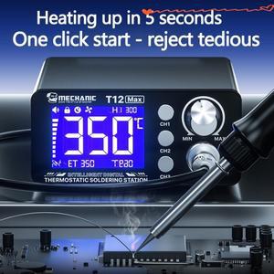 MECHANIC T12 MAX 납땜 스테이션 - 지능형 LED 디지털 디스플레이 정전기 방지 온도 조절기 가열 수리 용접