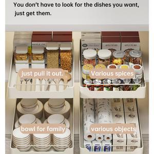 슬라이딩 레일이 있는 주방 수납함 캐비닛 수납 랙 향신료 팬트리 선반 서랍형 주방 정리 바구니