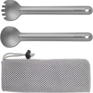 OUTXE 초경량 티타늄 롱 핸들 포크 및 스푼 세트